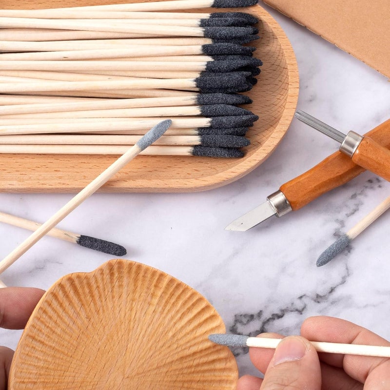 ANCIRS 10 Pcs Sanding Sticks, 5.5in Double End Matchsticks Sanding Twigs, 150/280 Grit Fine Detailing Polishing Stick, Flexible Sanding Tools for Plastic Models, Tight Spaces (Black&Gray) - Image 4